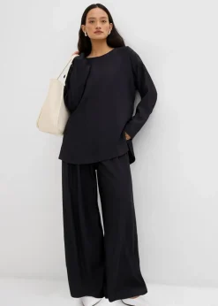 Palazzo-Hose aus strukturiertem Crinkle-Viskose-Mix