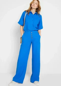 Palazzo-Hose mit Leinen