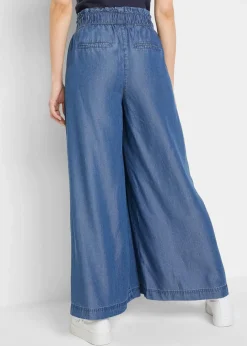 Palazzo-Hose mit Seitenschlitz, 7/8 Länge