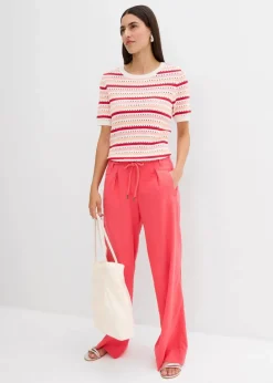 Paperbag-Hose aus luftigem Leinen-Mix