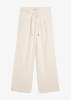 Paperbag-Hose aus luftigem Leinen-Mix