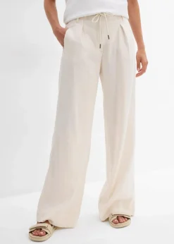 Paperbag-Hose aus luftigem Leinen-Mix