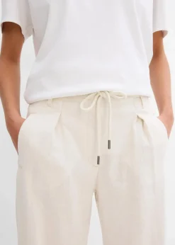 Paperbag-Hose aus luftigem Leinen-Mix