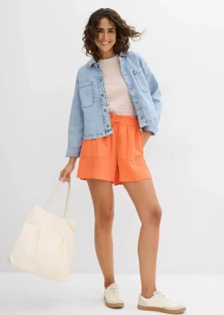 Paperbag-Shorts aus fließendem Lyocell-Mix