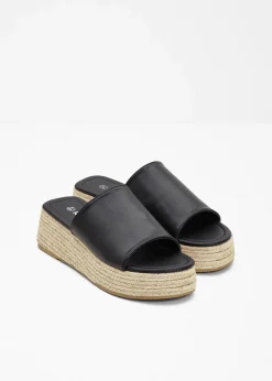 Plateau-Pantoletten in Bast-Optik