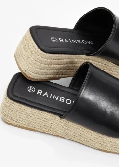 Plateau-Pantoletten in Bast-Optik