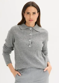 Polo-Pullover mit Wollanteil