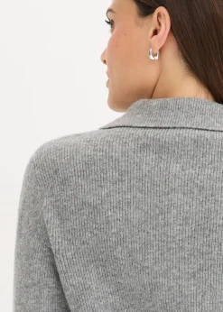 Polo-Pullover mit Wollanteil