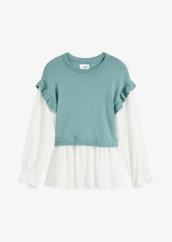 Pullover mit Blusen-Einsatz