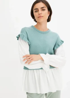 Pullover mit Blusen-Einsatz