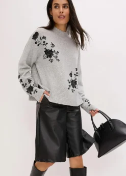 Pullover mit Pailettenstickerei