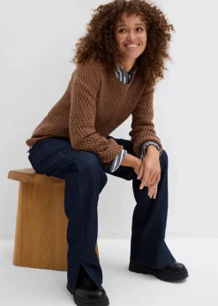 Pullover mit Strukturstrick aus Baumwollmix