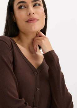 Pyjama aus Rippe mit Knopfleiste