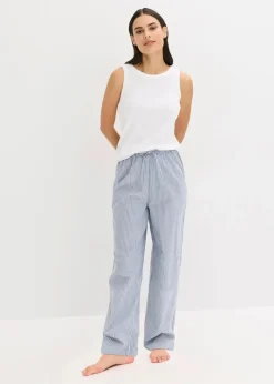 Pyjama mit Ripp Top und gewebter Hose