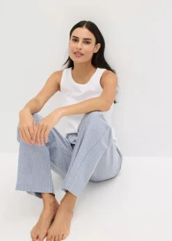 Pyjama mit Ripp Top und gewebter Hose