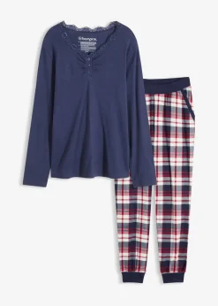 Pyjama mit Rippshirt und Knopfleiste