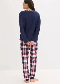 Pyjama mit Rippshirt und Knopfleiste