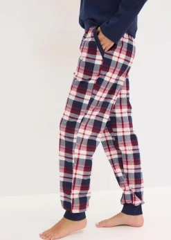 Pyjama mit Rippshirt und Knopfleiste