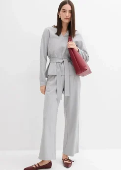 Relaxte Hose mit weitem Bein aus Viskose-Mix