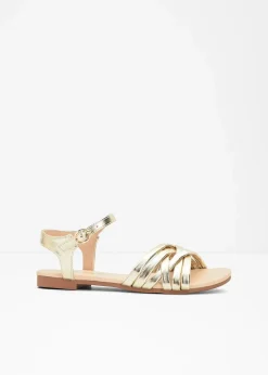 Riemchensandalen in Metallic-Optik