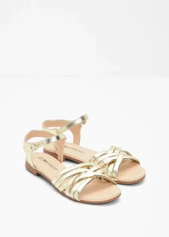 Riemchensandalen in Metallic-Optik
