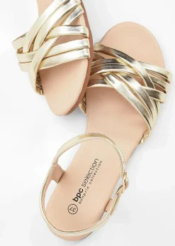 Riemchensandalen in Metallic-Optik