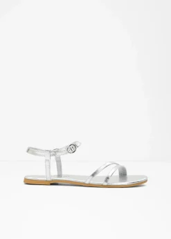 Riemchensandalen in Metallic-Optik