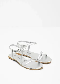Riemchensandalen in Metallic-Optik
