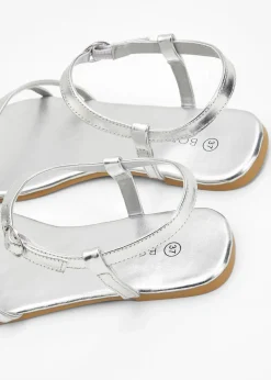 Riemchensandalen in Metallic-Optik