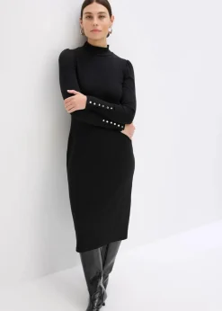 Ripp-Jerseykleid aus Viskose-mix