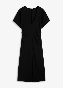 Rippkleid aus Jersey mit seitlicher Raffung