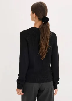 Ripp-Pullover aus fließendem Viskose-Mix