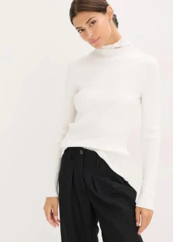 Ripp-Pullover aus fließendem Viskose-Mix