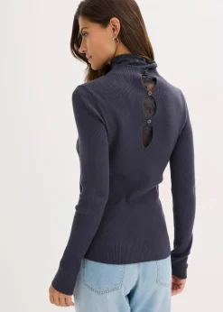 Ripp-Pullover aus fließendem Viskose-Mix