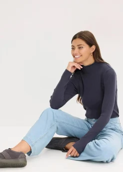 Ripp-Pullover aus fließendem Viskose-Mix