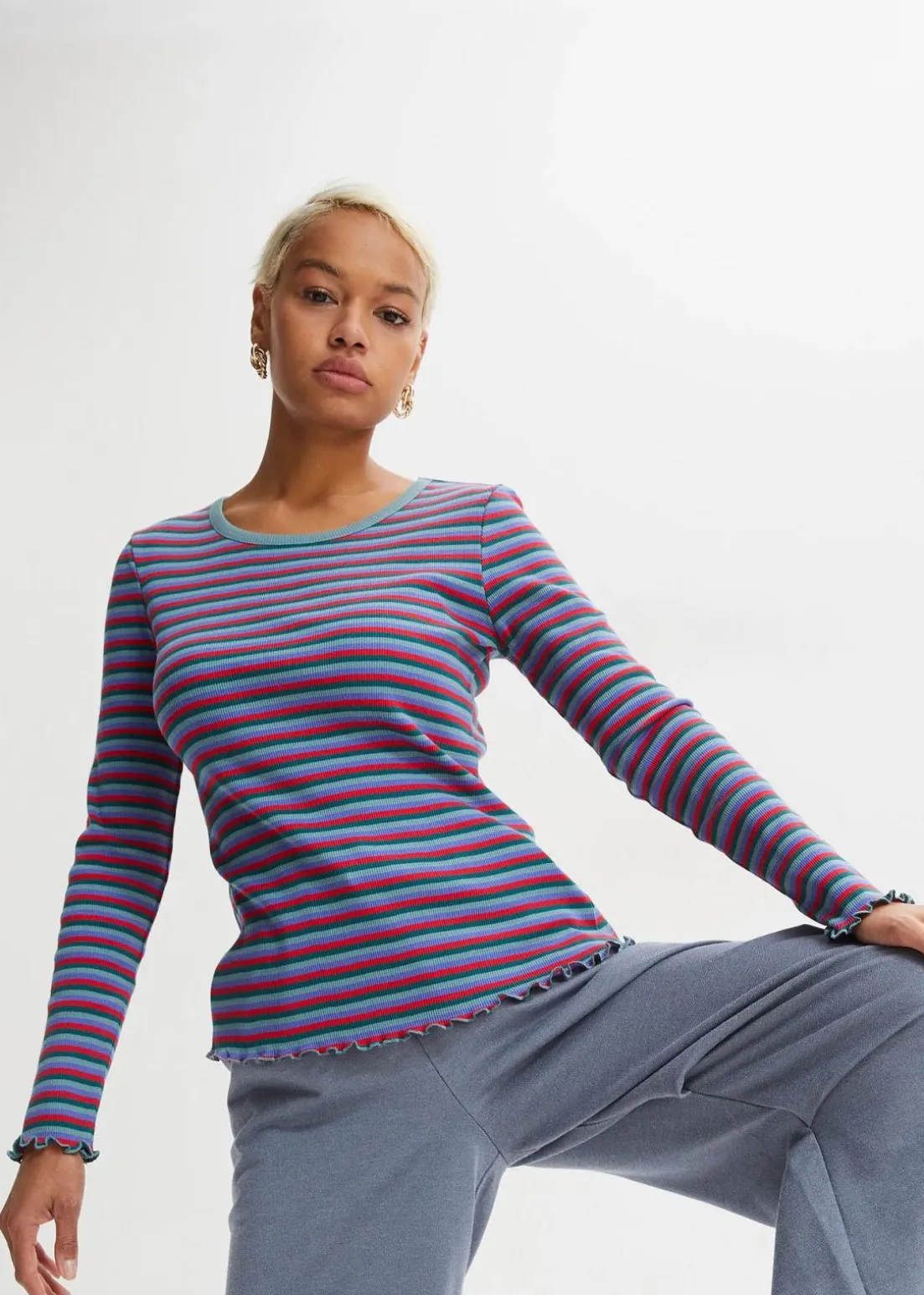 Rippshirt gestreift aus Bio-Baumwolle