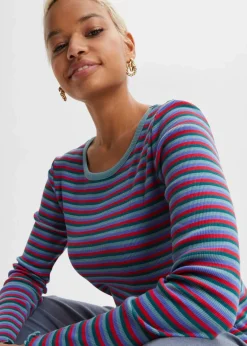 Rippshirt gestreift aus Bio-Baumwolle