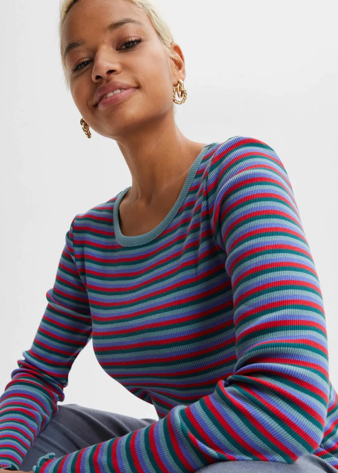 Rippshirt gestreift aus Bio-Baumwolle