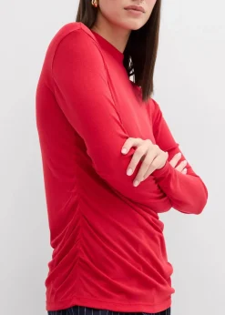 Rippshirt mit Raffung