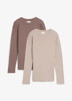 Rippshirt mit reiner Bio-Baumwolle, (2er Pack)