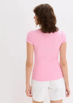 Rippshirt mit Spitzendetail (2er Pack)