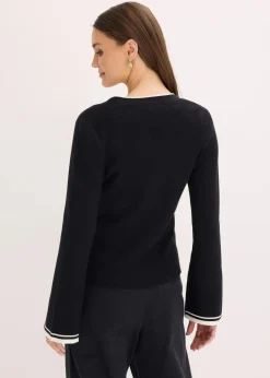 Ripp-Strickjacke aus Viskose-Mix