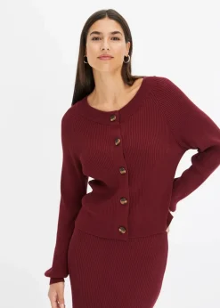 Ripp-Strickjacke in Viskose-Mix