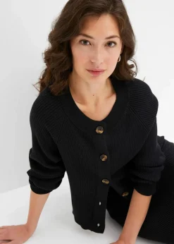 Ripp-Strickjacke in Viskose-Mix