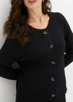 Ripp-Strickjacke in Viskose-Mix