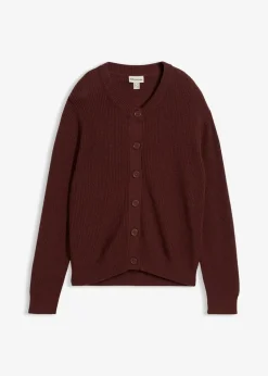 Rippstrickjacke, Rundhals