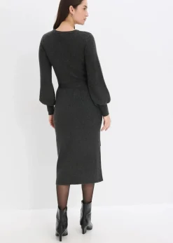 Ripp-Strickkleid aus fließendem Viskose-Mix