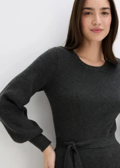 Ripp-Strickkleid aus fließendem Viskose-Mix