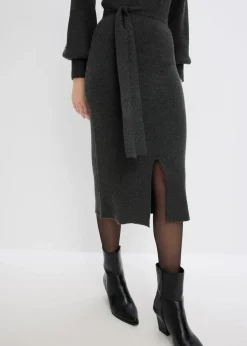 Ripp-Strickkleid aus fließendem Viskose-Mix