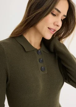 Ripp-Strickkleid aus Viskose-Mix